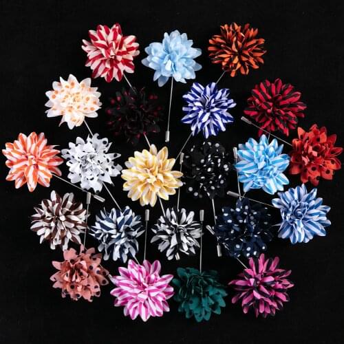 Tailor Smith Pins Brooch Handmade Dot Strip Fabric Flower Brooches Suit Clothes Beautiful Brooches Fashion Lapel Pins Accessory