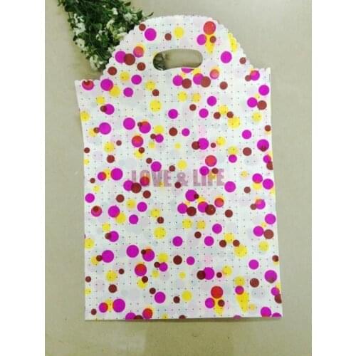 Thick 25x35cm Colorful Dot Plastic Shopping Packaging Bags,Boutique Clothes Packing Carrier Bags Gift Bags 50pcs Free Shipping