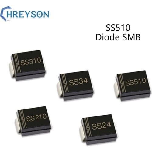 50Pcs SMD Schottky Barrier Rectifier Diode SS210 SS24 SS510 SS26 SS36 SS310 SS34 SS14 2A 60V 80V 100V 150V 200V DO-214AA SMB