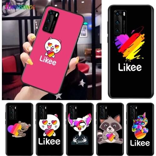 Likee Funny cat bear love heart For Huawei P Smart S Z Mate 40 RS 30 20 10 Pro Plus Lite 2019 2020 2021 Black Soft Phone Case