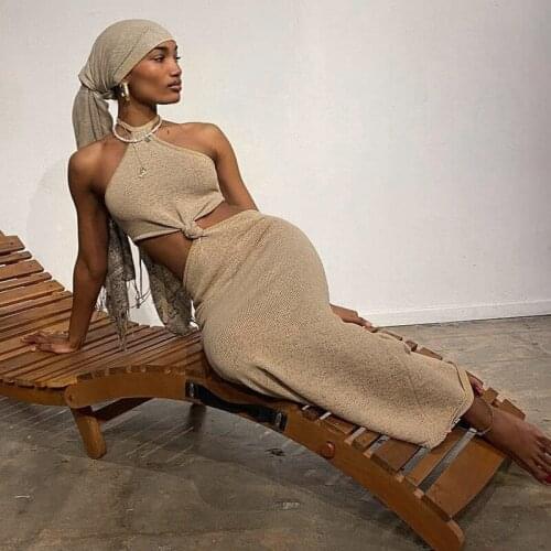 2021 Backless Bodycon Knit Stretch Sexy Lady Dress Hollow Out Summer Holiday Women Dresses Elegant Party Outfits Vestidos