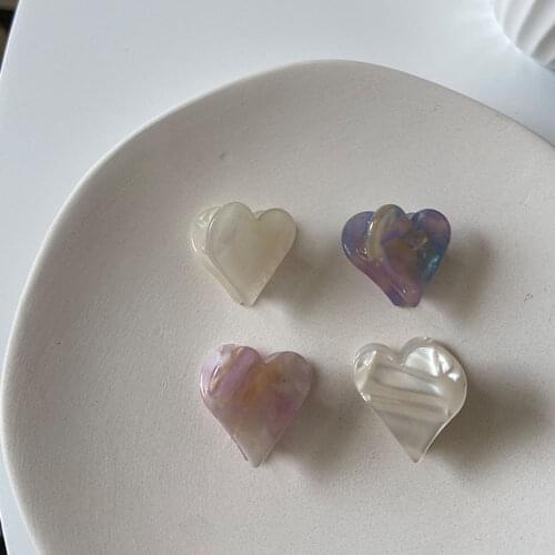 1Pc Small 2.5cm Acetate Beige Brown Hair Claws Accessories Mini Headwear Hair Claws Clip Heart Shaped Hairpins for Women Girls