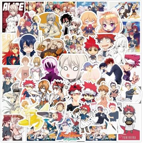 10/30/50Pcs/Pack Food Wars Stickers for Laptop Shokugeki no Soma Anime Sticker Set Funny Waterproof PVC Skateboard Motorcycle