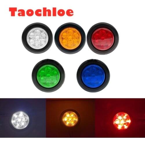 10Pcs 2inch Car 12V External Lights Round LED Auto Car Bus Truck Wagons 24v Side Marker Indicator Trailer Light Rear Side lights