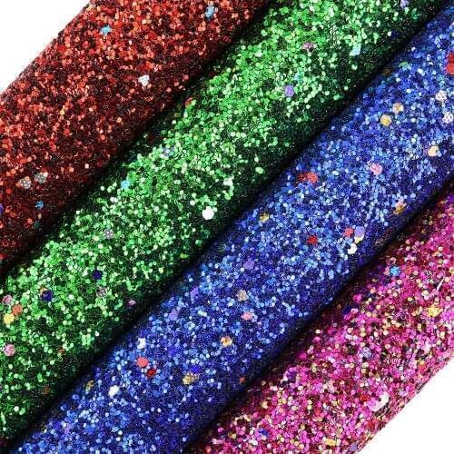 30x134cm Roll Christmas Red Green Chunky Glitter Fabric Roll Mix Glitter Fabric Leather for DIY crafts hairbow Material AY056