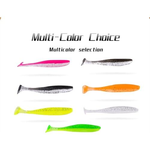 5pcs/Lot T Tail Jigging Fishing Lures Soft Lures Silicone Swimbait 5cm 7cm 9cm Artificial Wobblers Tackle Multi-Color Bass Pike