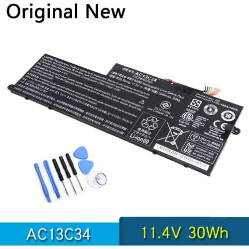 NEW Original AC13C34 MS2377 Laptop Battery For Acer Aspire V5-122P V5-132 ES1-111M E3-111 E3-112 E3-112M 3ICP5/60/80 11.4V 30Wh