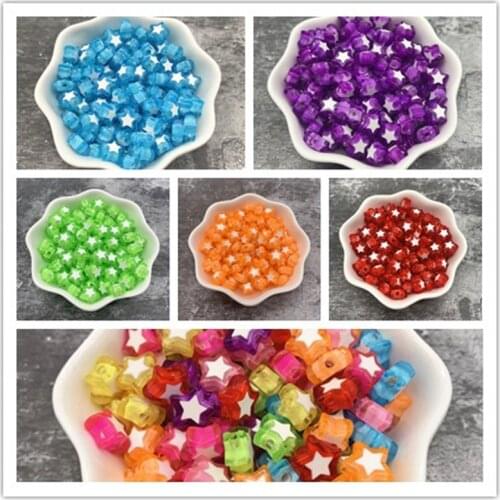 50pcs 9x9mm Pentagram Beads Acrylic Spacer Beads Fit Jewelry Making DIY Bracelet Accessories