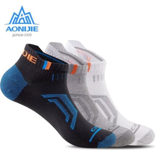 AONIJIE 3 Pairs Quick Drying Socks Compression Sock Low Show Breathable For Outdoor Marathon Camping Hiking Trail Running E4101