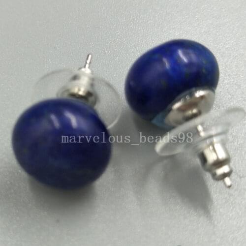 Free Shipping Beautiful Nutral Lapis Lazuli Round Art Women Men Stud Earring PC5217