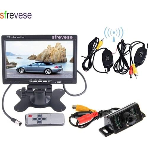 Wireless 7 IR LED Reverse Backup Camera Waterproof + 7" LCD Monitor Car Rear View Kit Parking System Free Shipping