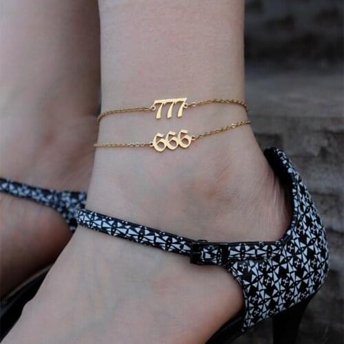10pcs Tornozeleira Feminina Angel Number Anklet Bracelet Boho Jewelry 111 222 333 444 555 666 777 888 999 Deil Anklets For Women