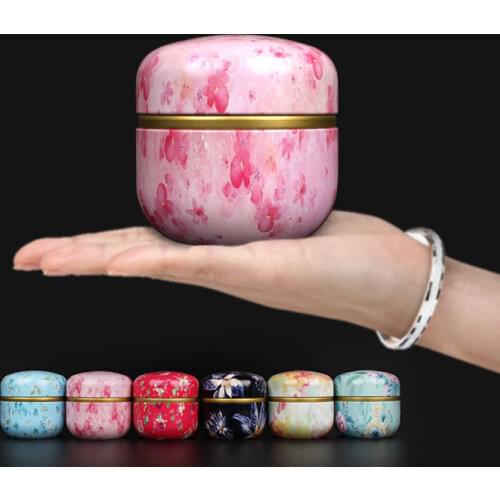 Tea Can Tinplate Storage Box Mini Portable Creative Tea Coffee Sugar Storage Jars Round Tin Box Portable Sealed Jars