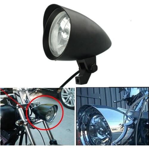 Hi/Low Beam White Lights Visor Bullet Headlight Lamp Clear Lens 4.7" for Harley Bobber Chopper
