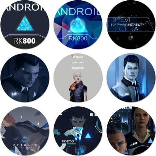 Detroit Become Human Android RK800 Connor Kara Icons Pins Badge Decoration Brooches Metal Badges For Backpack Decoration 58mm