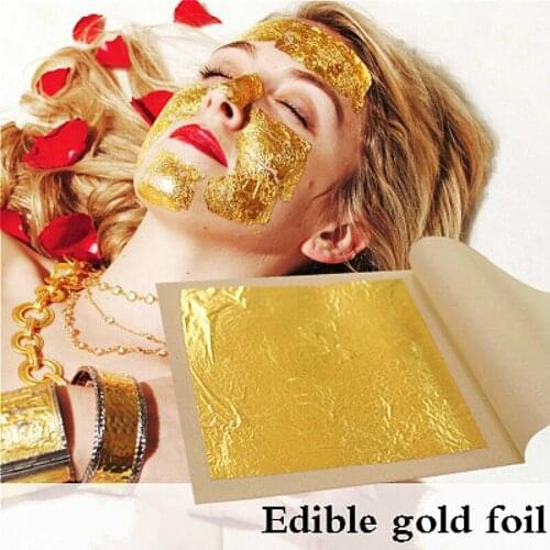 4.33x4.33cm Edible 24K Pure Gold Leaf Sheets Edible Gold Leaf for Arts Craft Paper DIY Cooking Cakes Decoration Beauty Skin Care
