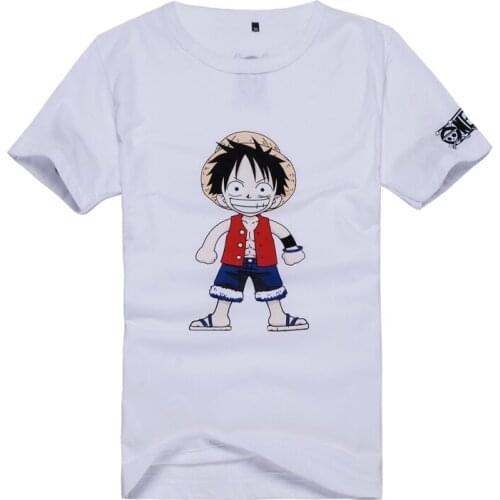 Cosplay Tee Unisex Daily White T Shirt Monkey D Luffy Printing Short Sleeves Top Anime Tee 100% Cotton Anime White Top