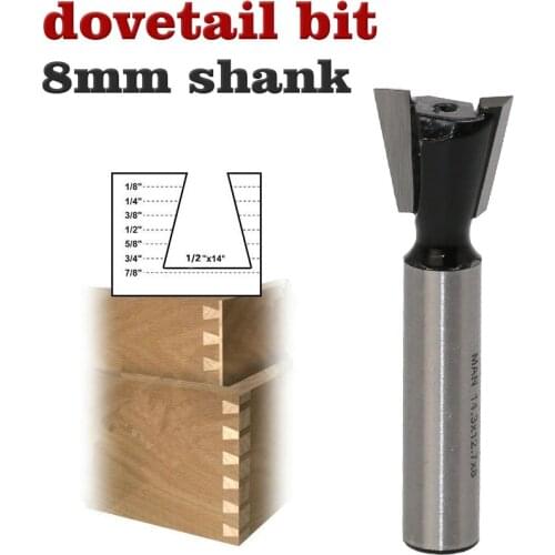 1pc8mm Shank High Quality Industrial Grade Wood Cutter Dovetail Router Bits for wood Tungsten Engraving Tool Milling