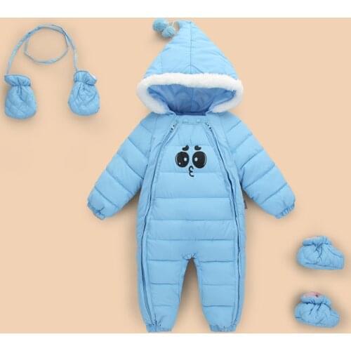 Ins Winter Baby Girls Clothes 2021 Autumn Thickened Newborn Snowsuit 0-24m Cotton Infant Boy Rompers Long Sleeve Outfits Hooded