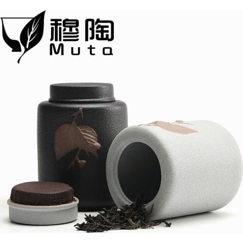 Ceramic Tea Box Dried Fruit Storage Tank Coarse Pottery Canister Sealed Bottle Tea Accessories Home Spice Jar Tea Caddy Gifts