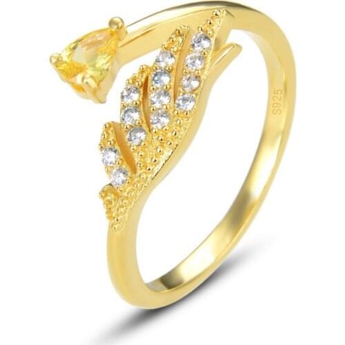 Yellow Zircon Wing Ring,Thomas Style Glam Fashion Good Bowknot Jewelry For Women,Ts Gift In 925 Sterling Silver,Super Deals