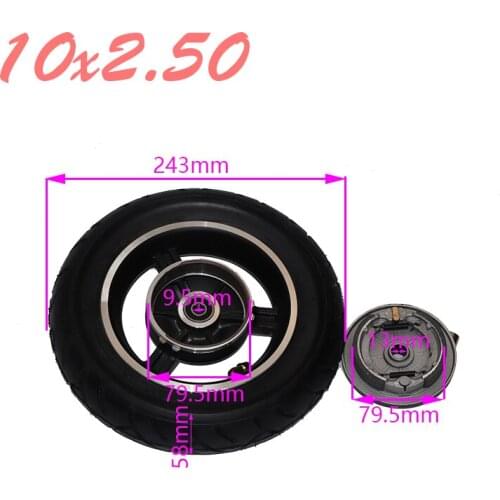 10X2.5 solid tire wheel with drum brake drum brake wheel for electric scooter