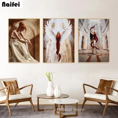 Full Round Square Drill Rhinestone Picture DIY Embroidery Goddess Mosaic Craft Diamond Painting Church Scenery Home Wall Decor