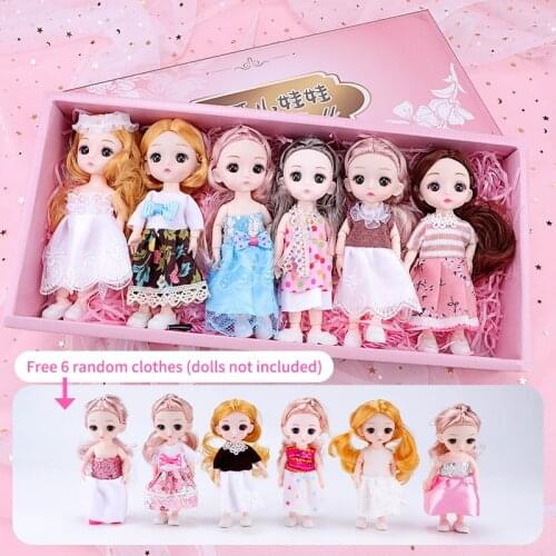 6pcs/set 16cm Height BJD Doll Toy Gift 13 Articulated Movable Cute Doll Dress Up Gift Box Bjd Doll Clothes Girls Birthday Gift