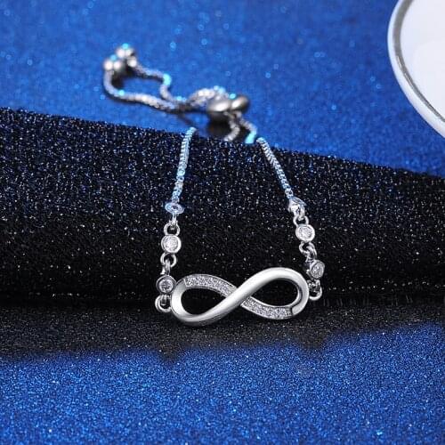 Fashion Cubic Zirconia Silve Color Infinity Bracelets Simple Friendship Adjustable Bracelets For Women Wedding Jewelry Gift