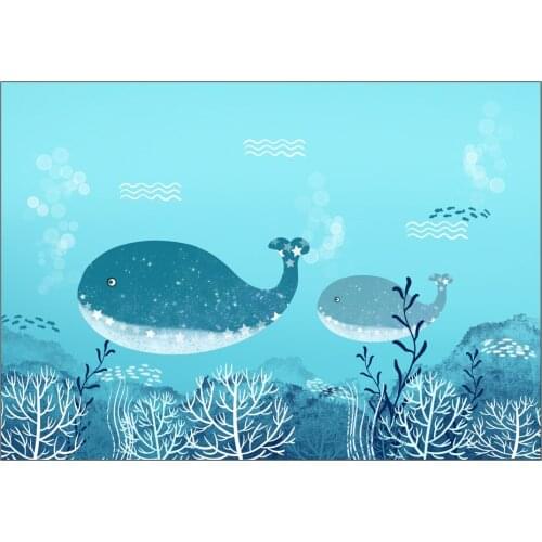 Cartoon Animals Anime Letters Whale Children Floor Mat Door Mat Anti-slip Mat Carpet Bedroom Living Room Home Decoration