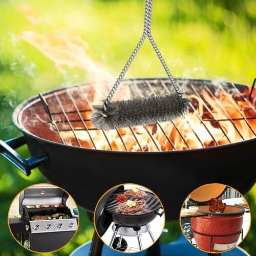 Airldianer BBQ Kitchen Grill Barbecue Kit Cleaning Brush Stainless Steel Cooking Tools Wire Bristles Triangle Cleaning Brushes