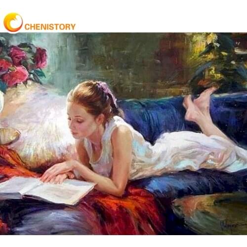 CHENISTORY Girl DIY Painting By Numbers Landscape Acrylic Paints On Canvas Painting Wall Decoration Kids Wall Art Drawing Gift