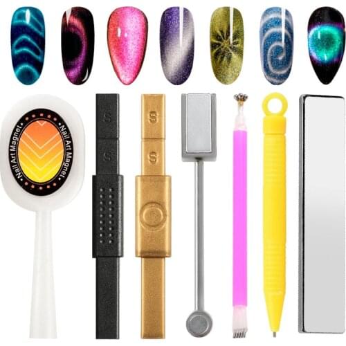 Cat Eye Gel Magnet Set Magnetic Board Thick Strong Magnet Stick for Starry Sky Jade Effect UV Gel Nail Polish Art Varnish