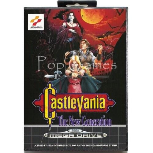 Castlevania the New Generation Sticker 2 with Box for 16 bit Sega MD Game Card for Mega Drive for Genesis Video Console