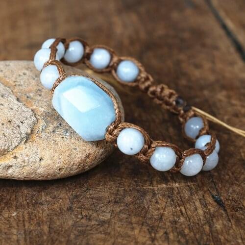 Natural Stone Beaded Bohemia Braided Wrap Charm Bracelet Adjustable Women Men Handmade Jewelry Dropship