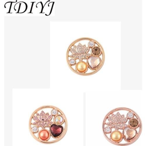 TDIYJ New Arrival 33mm Coin with Lotus Flower for Coin Holder Pendant as Gifts to Fashion Women