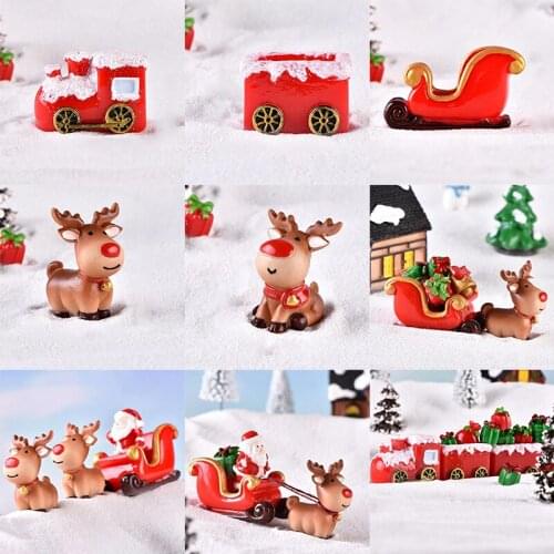 Ornament Sleigh Micro Landscape Snow Scene Xmas Decor Dollhouse Miniature Christmas Tree Snowman Gift Box Decor