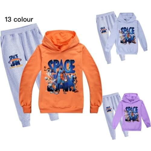 Toddler Boy Autumn Clothes SPACE JAM Anime Hoodie Long Sleeve Kids T-shirt Pants Children Kids Girls Sweatshirt Set