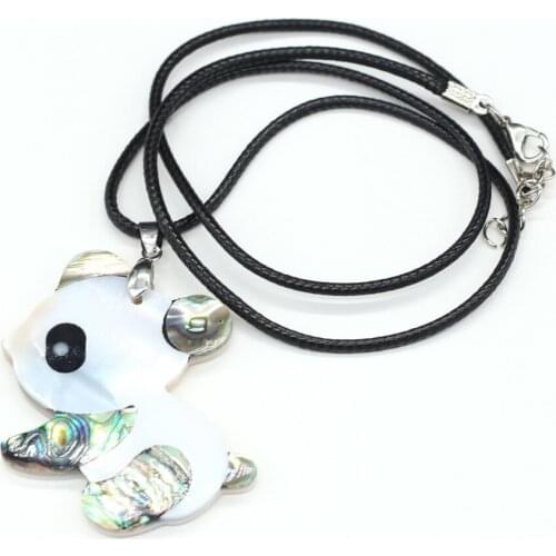 Natural Shell Necklace Rope Length 55+5cm With Hand-Carved Lifelike Cute Panda Shape Pendant For Unisex Jewelry Gifts 38x53mm