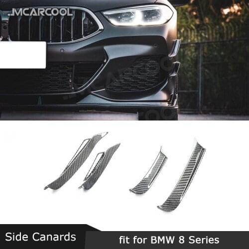 Dry Carbon Fiber Front Bumper Side Trim Canards Fins Flaps Cover Spoiler 4 PCS For BMW 8 Series 840i G14 G15 G16 2019 2020