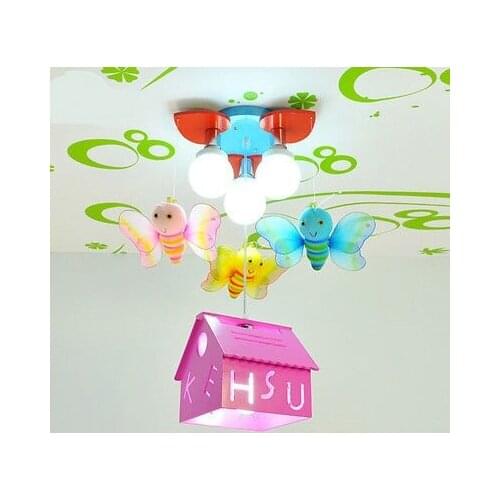 Pendant Lights beer Ladder Lights Cartoon Cute Color Bee House Light Creative Love Bedroom Wood pink/GREEN /BLUE ZCL