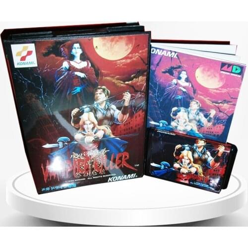 Vampire Killer Japan Cover with Box and Manual for MD MegaDrive Genesis Video Game Console 16 bit MD card