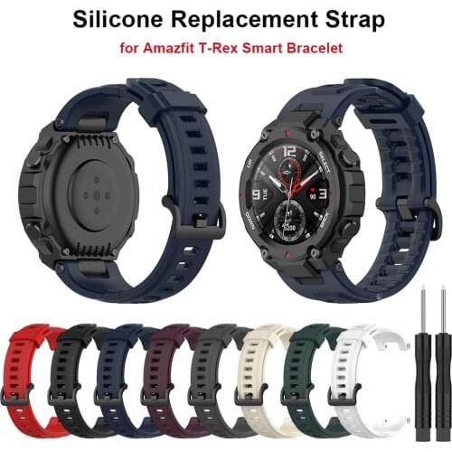 Replacement Watch Band Soft Breathable Silicone Wristband Adjustable Sports Watch Strap for Amazfit T-Rex Smart Bracelet
