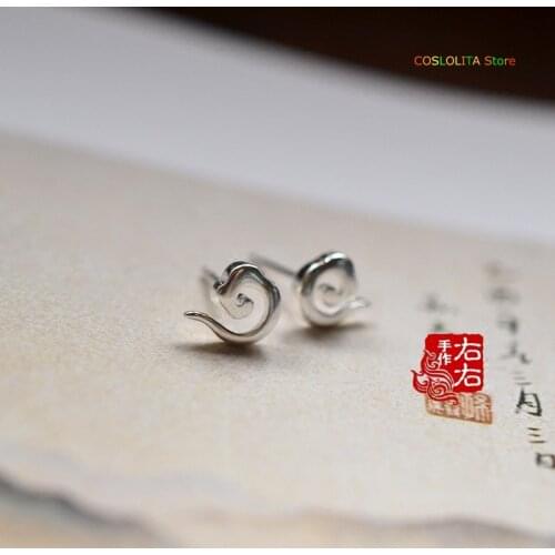Anime Grandmaster of Demonic Cultivation Wei Wuxian S925 Silver Earrings Ear stud Cloud Cosplay Lan Wangji props gift Cosplay
