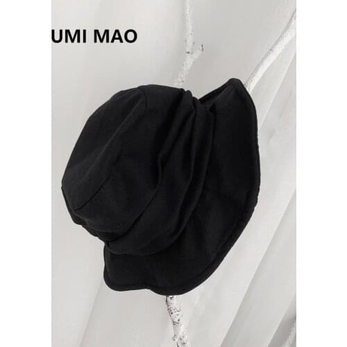 UMI MAO Yamamoto Wind Dark Black Japanese Retro Fisherman Hat Men Women Fold Design Hat Harajuku Y2k Femme Hombre Gothic