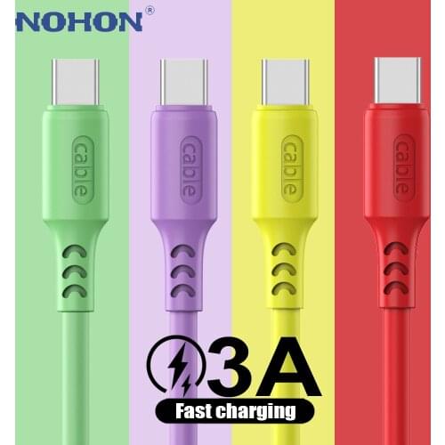 Silicon Type C Cable For Samsung Xiaomi mi Redmi Huawei Realme Oneplus LG Phone USB C USBC Cord Data Charger 3A Fast Charge Wire