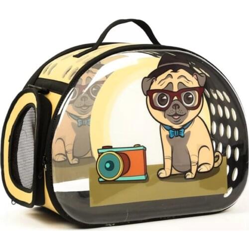 Cute Cartoon Pet Carry Bag Transparent Space Capsule Single Shoulder Backpack Small Dogs Cat Messenger Bag Collapsible Carrier