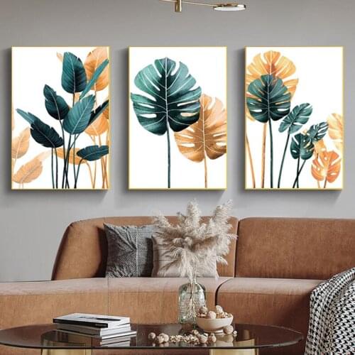 Modern Tropical Palm Tree Leaves Canvas Painting Nordic Poster Print Wall Art Pictures for Living Room Kitchen Home Decoration