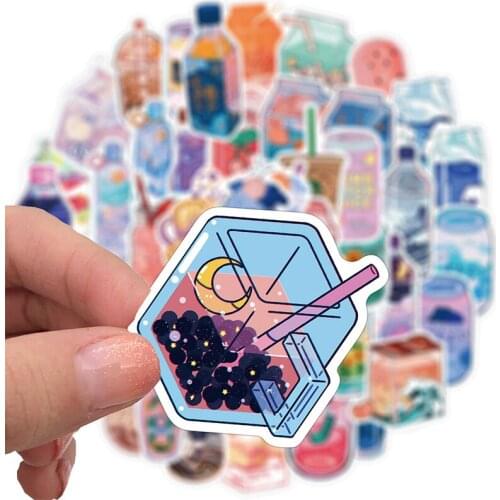 50PCS INS Style Cute Drink Cartoon Stickers Laptop Guitar Luggage Fridge Waterproof Graffiti Sticker Decal Kids Classic Toys