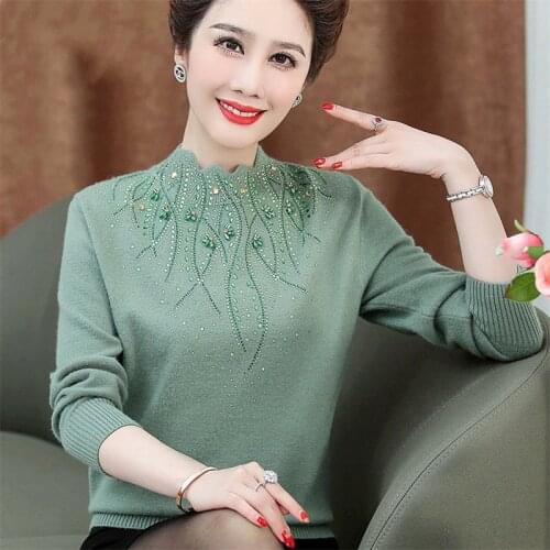 High Quality Cashmere Knitted Sweater Women Tops Autumn Plus Size 4XL Middle Aged Womens Pullover Female Wool Sweater W1170